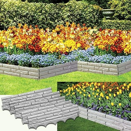 stone faux border garden edging borders landscaping yard plastic 5pc 9ft covers decorative stonewall edge interlocking gardeneer brick dalen walls