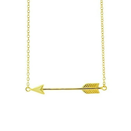 - Beaute Fashion .925 Side LOVE ARROW Necklace Sterling Silver Jewelry 16 inch + 2 inch Extender Chain Pendant - Gift Boxed (Gold Tone)