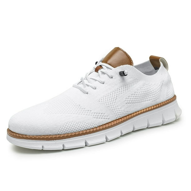 Zapatos para caminar de malla para hombre Zapatillas de deporte de malla plana Soporte para arco Sólido para viajes al aire libre