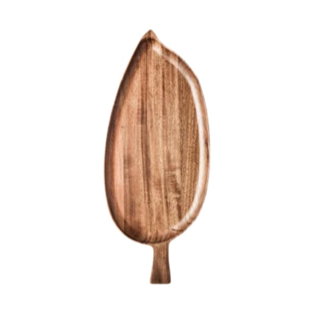 Bandeja de madera para servir fiestas, plato de madera, bandeja de madera con forma de hoja, bandeja novedosa para cocina L