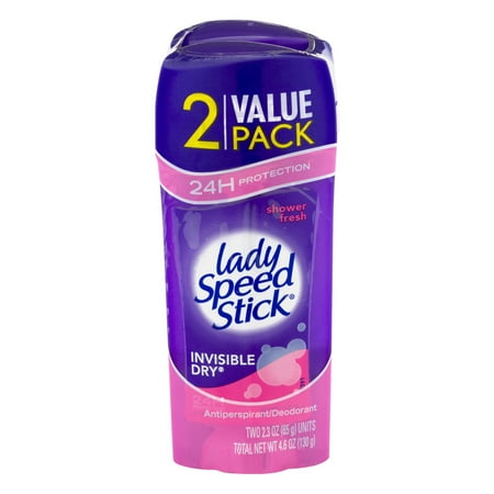 Lady Speed Stick Invisible Dry Antiperspirant Deodorant Shower Fresh - 2 PK, 2.3 OZ