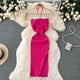 thumbnail image 3 of YuooMuoo elegante moda Sexy paquete caderas Split vestido de verano de punto mujeres ajustado elástico ceñido vestido de fiesta ropa de calle trajes, 3 of 4