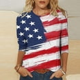 thumbnail image 2 of YanHoo 4th of July 3/4 Sleeve T Shirts for Women Patriotic USA 1776 3/4 Sleeve Shirts Teen Girls 3/4 Sleeve Tops Crewneck Tunic Tee 3/4 Length Sleeve Shirts Y2K Independence Day Outfits, 2 of 5