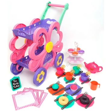 Kid Connection Flower Tea Cart Play Set, 45 Pieces, Toddler Toys
