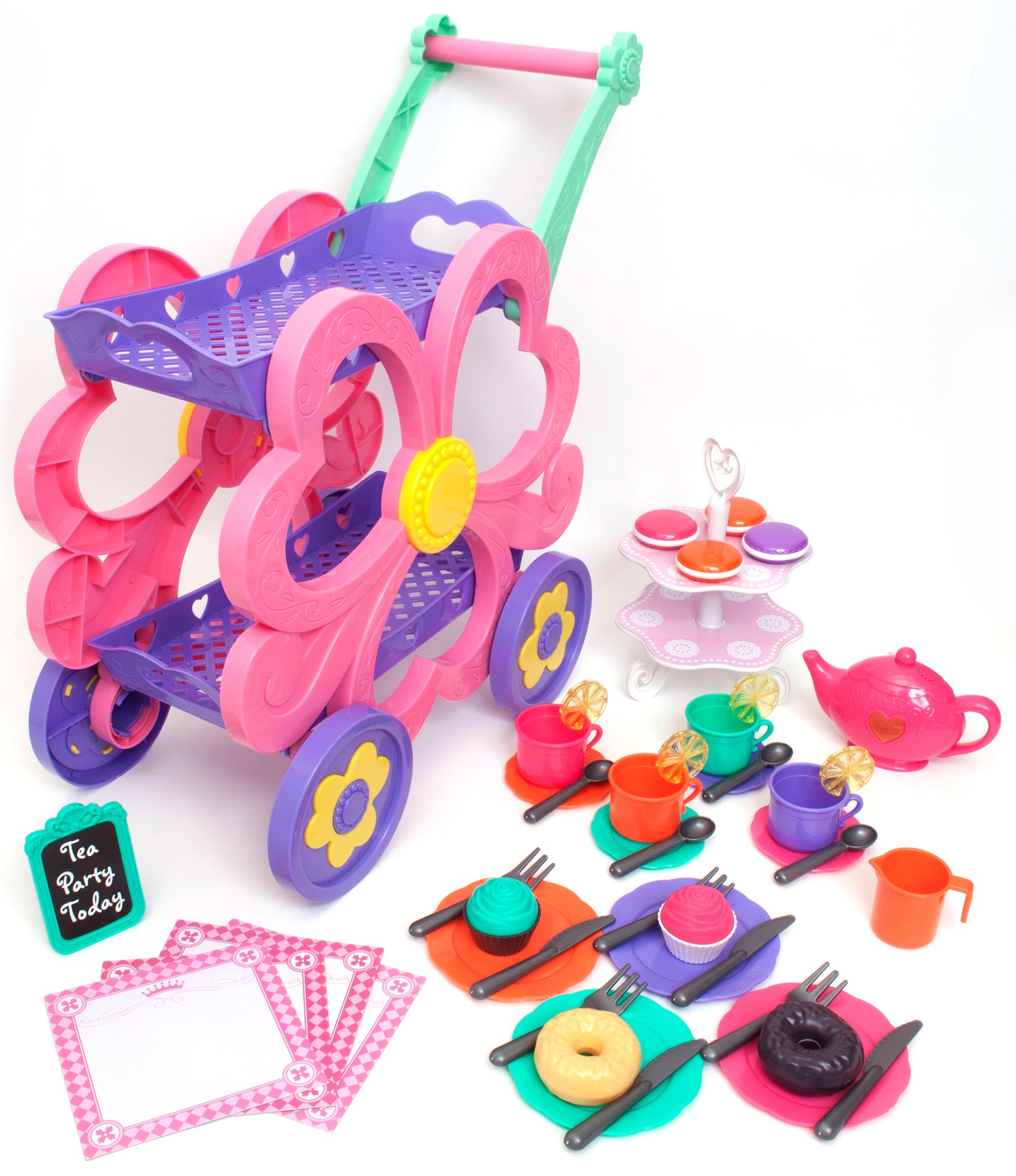 Kid Connection Flower Tea Cart Play Set, 45 Pieces photo 1