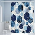 thumbnail image 3 of Blue Shower Curtain, Navy Blue Abstract Geometric Modern Grid Pattern Minimalist Bath Curtains Waterproof Fabric with Hooks for Home Decor, 72Wx72H, 3 of 6