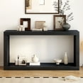 thumbnail image 2 of Gzxs Modern Minimalist Entryway Console Table, Accent Square Shaped Sofa Table with Bottom Shelf for Hallway Living Room Foyer Corridor, 59.6"L x 15.7"W x 30.3"H, Black, 2 of 8