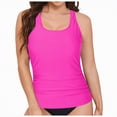 thumbnail image 5 of HCNTES Womens Plus Size Tankini Tops Built-in Bra Bathing Suit Tops Casual Loose Blouson Swimsuits Tops(Hot Pink,M), 5 of 9