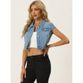 thumbnail image 3 of Chaqueta de mezclilla de verano Allegra K Azul claro XS, 3 of 4