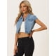 thumbnail image 3 of Chaqueta de mezclilla de verano Allegra K Azul claro XS, 3 of 4