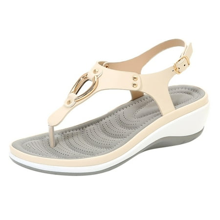 zttd women ladies metal comfortable flip flops wedges slipper sandals casual shoes women s slipper a