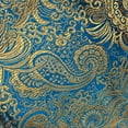 thumbnail image 3 of Metallic Paisley Gold Brocade Fabric 60" By Yard in Red Yellow White Purple Blue (Turquoise / Gold), 3 of 4