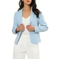 thumbnail image 1 of INSPIRE CHIC Blazer pour Femme Inspiré, Ouvert à L'Avant, Veste de Tailleur Courte d'Été pour le Travail, L Bleu Ciel-Uni, 1 of 7