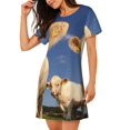 thumbnail image 2 of Easygdp Cows Cattles Camisón de manga corta para mujer, informal, estampado, 2 of 6