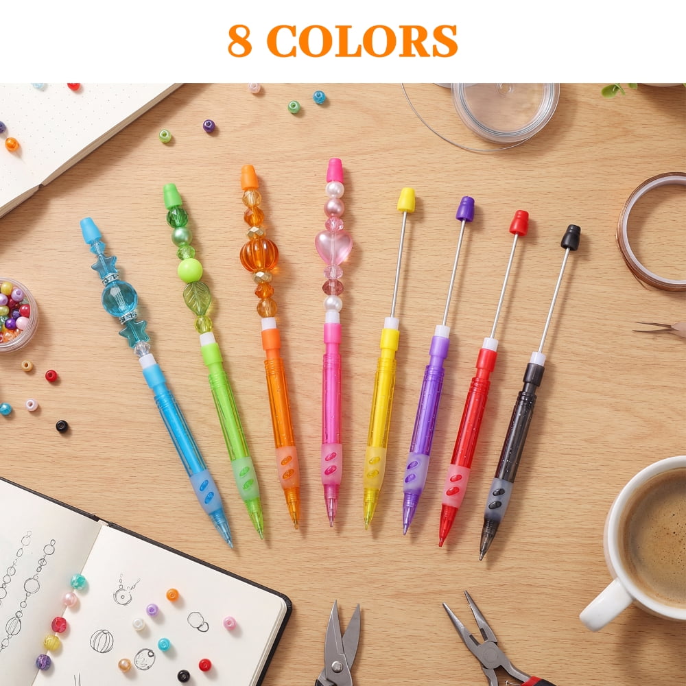 64 Pcs Beadable Mechanical Pencils Bulk,Multicolor Plastic Mechanical Pencils with 0.7mm HB Lead Refills and Soft Silicone Grip for Craft Making Office Supplies Journaling Sketching