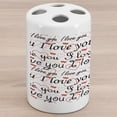 thumbnail image 1 of I Love You Ceramic Toothbrush Holder, Beauty of Love Style Typography Birthday Forever Never Let Me Go Print, Decorative Versatile Countertop for Bathroom, 4.5" X 2.7", Red Black White, 1 of 4