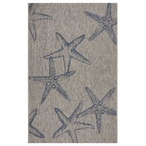 8’ x 9’ Blue Starfish Indoor Outdoor Area Rug