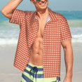thumbnail image 5 of Lsque Orange Gingham pattern Hawaiian Shirt for Men, Unisex Summer Beach Casual Short Sleeve Button Down Shirts-XX-Large, 5 of 9