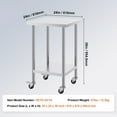 thumbnail image 6 of KFFKFF 24x24x38 Inch Stainless Steel Table, 700 LBS Capacity, Mobile with 4 Casters, 3 Height Settings, Durable Kitchen Prep Station for Commercial Use, Silver, 6 of 8