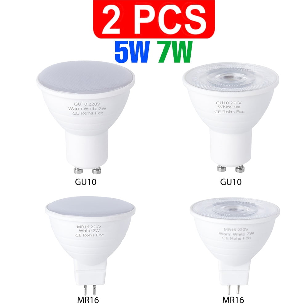2pcs E27 LED Light GU10 LED Bulb 5W E14 LED Lamp 220V Spotlight MR16 7W Lampada GU5.3 Corn Light Bulb gu 10 2835 - Walmart.com