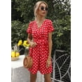 thumbnail image 1 of Nouvelle Robe à Pois pour Femme Aguichant à Col en V Élégante Décontractée Robes, 1 of 2