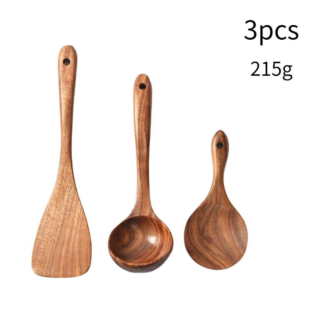 EASTIN 3 Pcs Wooden Spoon Ladle for Cooking Spoons14 inch Long Kitchen