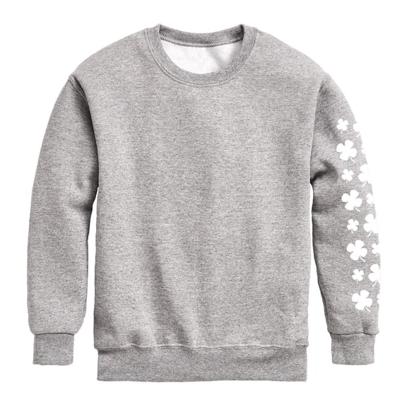 Instant Message - Shamrocks Trail White Graphic Long Sleeve Fleece Sweatshirt