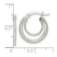 thumbnail image 2 of 925 Sterling Silver Beaded Double Circle Hoop Earrings 18.8x17.5mm Wide 1mm Thick Hoop Earring for Women, 2 of 2