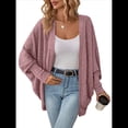 thumbnail image 3 of Suéter Cárdigan Extragrande de Punto Suave para Mujer con Bolsillos Rosa L, 3 of 9