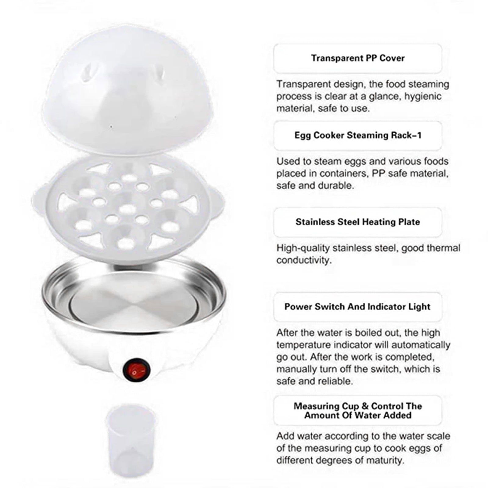 Niovtt Mini Kitchen Egg Poacher 2-Layer Auto Power Off Electric Egg Steamer  (White)