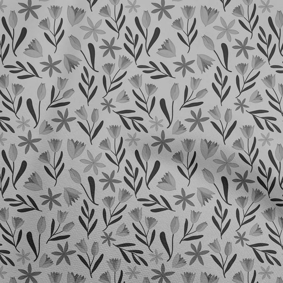 oneOone Polyester Spandex Gray Fabric Floral Sewing Material Print Fabric By The Yard 56 Inch Wide