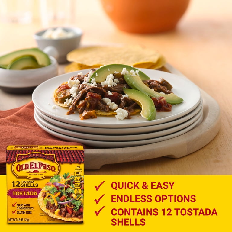 10 pack) Old El Paso Tostada Shells, Gluten Free, Meal Prep, 12 Ct