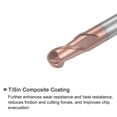 thumbnail image 4 of Uxcell 2 Pieces Ball Nose End Mills 2mm Radius Solid Carbide TiSin Coated 2 Flutes HRC55 CNC Router Bits, 4 of 6
