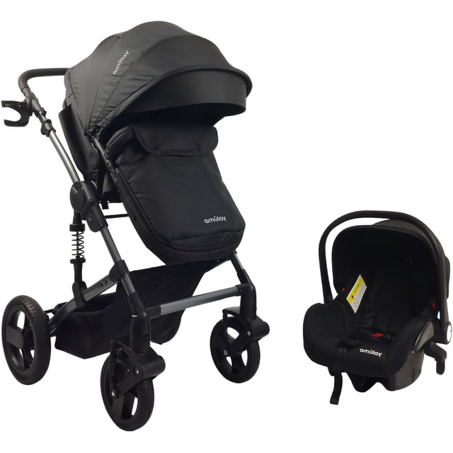 Carriola 3 en 1 Kobu con Portabebé – Travel System Reclinable, Plegable con Una Mano y Estructura Metálica Segura