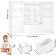 thumbnail image 4 of 55” Toy Storage Organizer, 5-in-1 Kids Bookshelf with Movable Drawer and Book Shelves Behind The Doors, Toy Organizer Playroom Storage Organizer with 6 Toy Bins and 8 Storage Cubes, White, 4 of 8