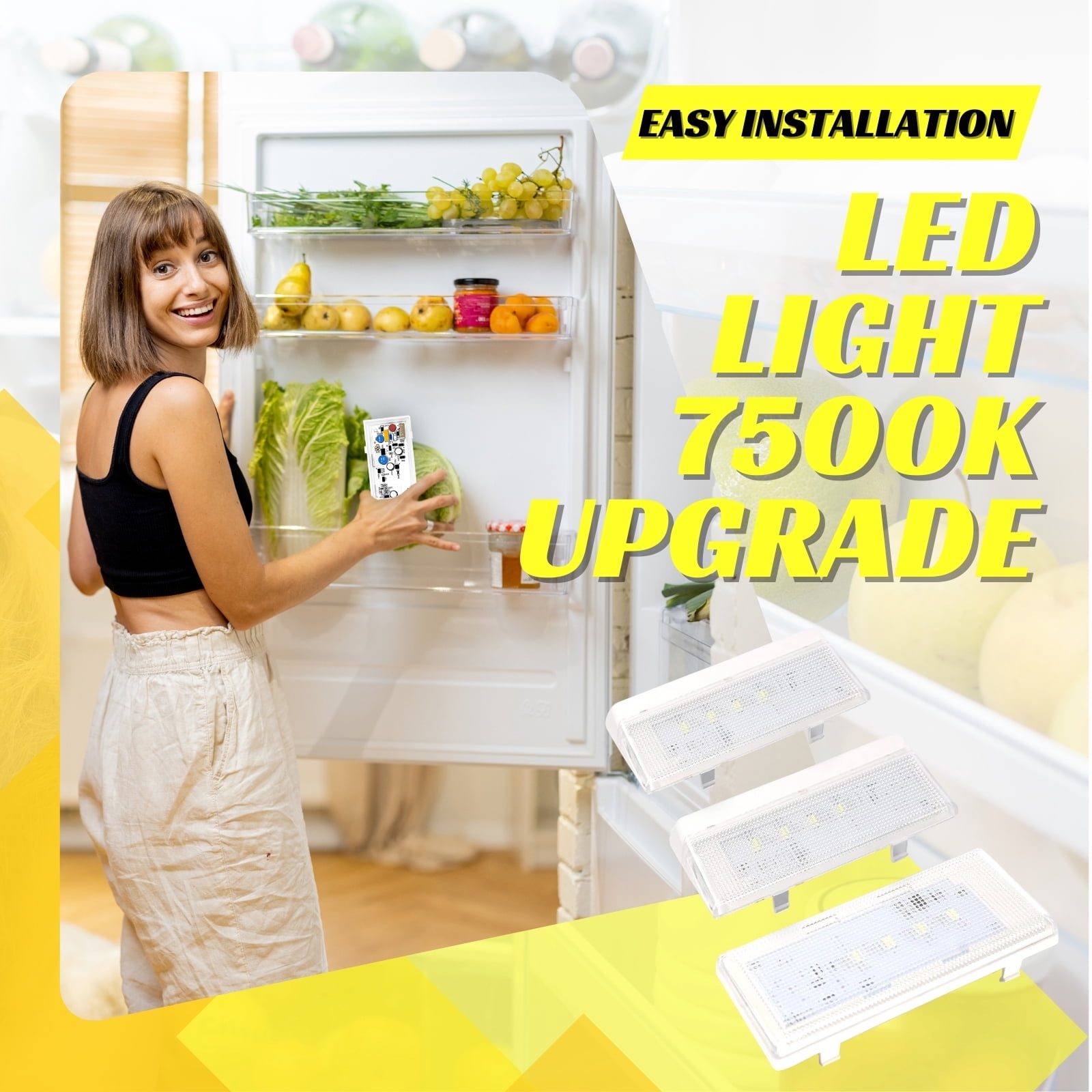 W10515058 led light 1PCS W10515057 Refrigerator led Light 2PCS Compatible for Kenmore Maytag Whirlpool refrigerator light Replacement WPW10515058 WPW10515057 No-Include Plastic Cover