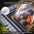 thumbnail image 5 of SIXHOME 9'x12' Feet Waterproof Outdoor Rug with LED Strip Lights - Reversible Blue & White Plastic Patio Mat, Non-Slip Durable Moroccan Geometric Design for Camping, RV, Balcony, Porch, Picnic, 5 of 6
