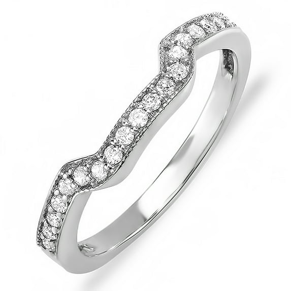 Dazzlingrock Collection 0.20 Carat (ctw) 14k Round Diamond Ladies Anniversary Wedding Ring Band Enhancer Guard 1/5 CT, White Gold, Size 8