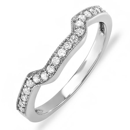 Dazzlingrock Collection 0.20 Carat (ctw) 14k Round Diamond Ladies Anniversary Wedding Ring Band Enhancer Guard 1/5 CT, White Gold, Size 7