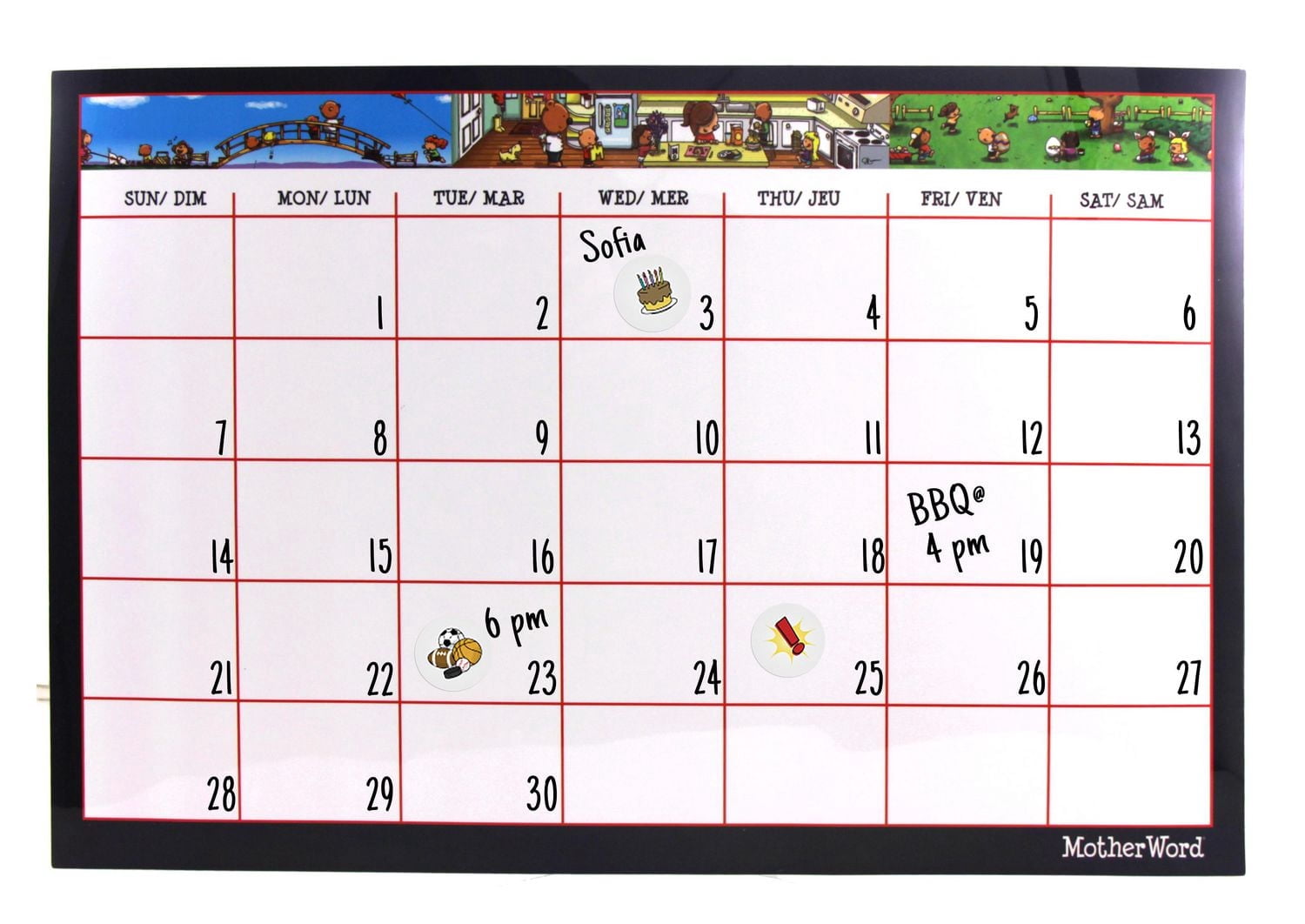 MotherWord Undated Dry Erase Magnetic Calendar