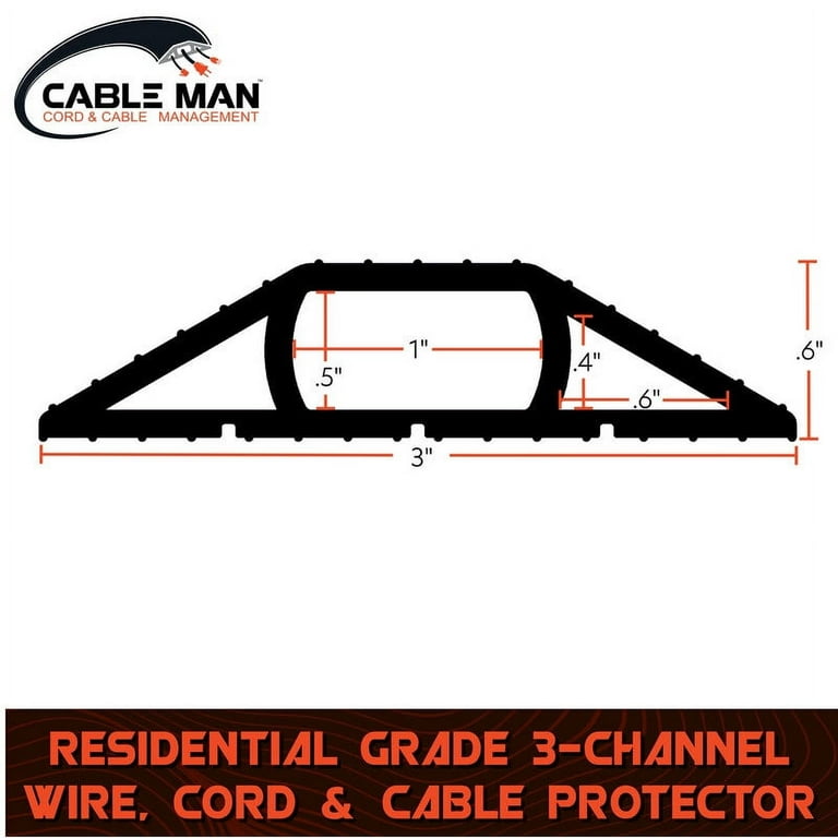 Cable Man Floor Cord Cover and Cable Protector for Cable Management, 3 in.  x 5 ft., Gray, 6000-G5C