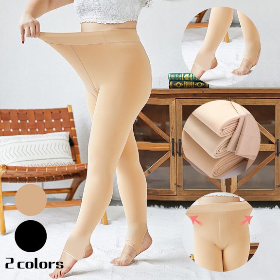 Nooxsoe Women Winter Warm Translucent Pantyhose Tights Ladies Sock Pants Elastic High Waist Stockings Black a