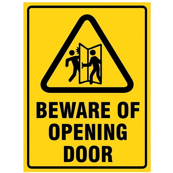 Beware of Opening Door 8"x12" Workplace Metal Tin Sign, Industrial Commercial Series Sign, Facility Safety Sign, Indoor Outdoor Use