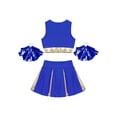 thumbnail image 4 of iiniim Girls Cheer Leader Uniform High School Crop Top with Pleated Skirt Carnival Party Dancewear Blue 12, 4 of 7