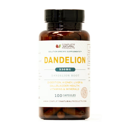 Pure Dandelion Root Powder Extract - 530mg Capsules 100 Pills Dried & Roasted Herbal