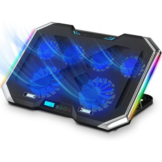 Laptop Cooling Pad with 6 Quiet Fans, Laptop Cooler Adjustable Height Prevent Overheating, with
