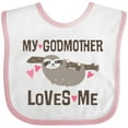 thumbnail image 3 of Inktastic My Godmother Loves Me Girls Sloth Girls Baby Bib, 3 of 4