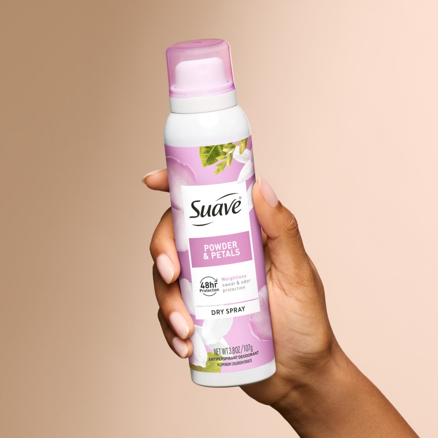 Suave Powder & Petals Dry Spray Antiperspirant Deodorant, 48HR Invisible Protection, 3.8 OZ