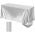 CheAAlet Rectangle Tablecloth 102x57 Inch Silver Table Cloth for 6 or