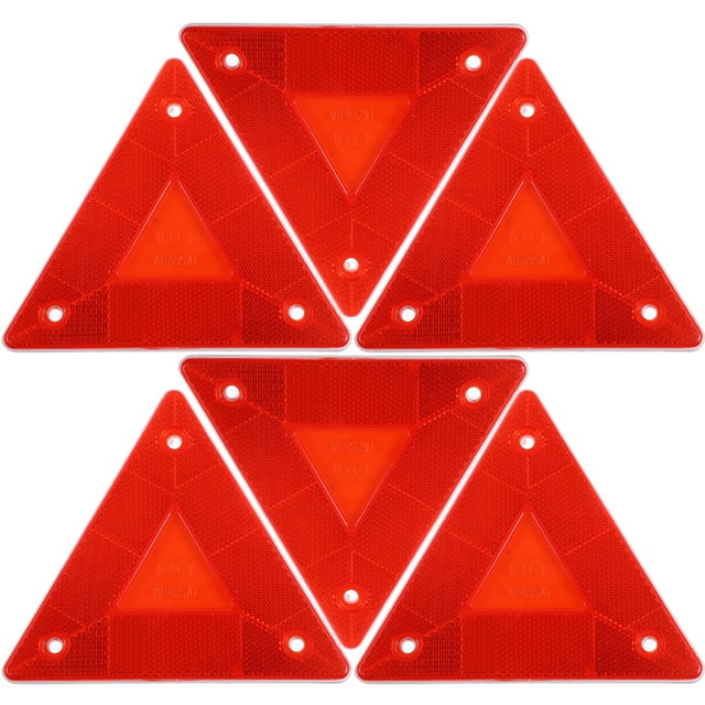 6 Pcs Réflecteurs Triangulaires pour Véhicule Panneau de Sécurité Signalisation Triangulaire à Déplacement Lent